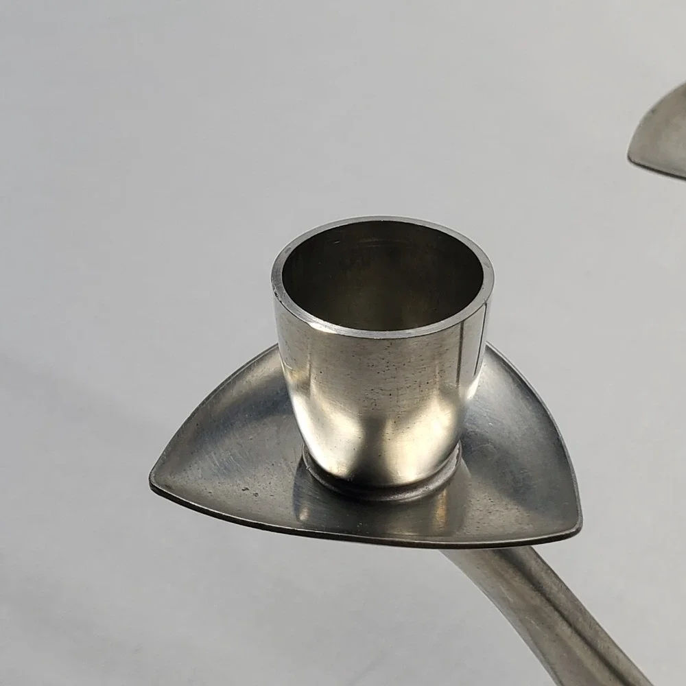 Pewter Brodrene Mylius BM of Norway Modernist Triple Candle Holder 6.5